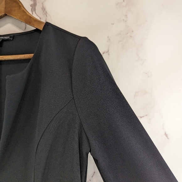 Boston Proper Blazer Womens Small Black Lace Crochet Sleeve Jacket Office - Picture 12 of 13